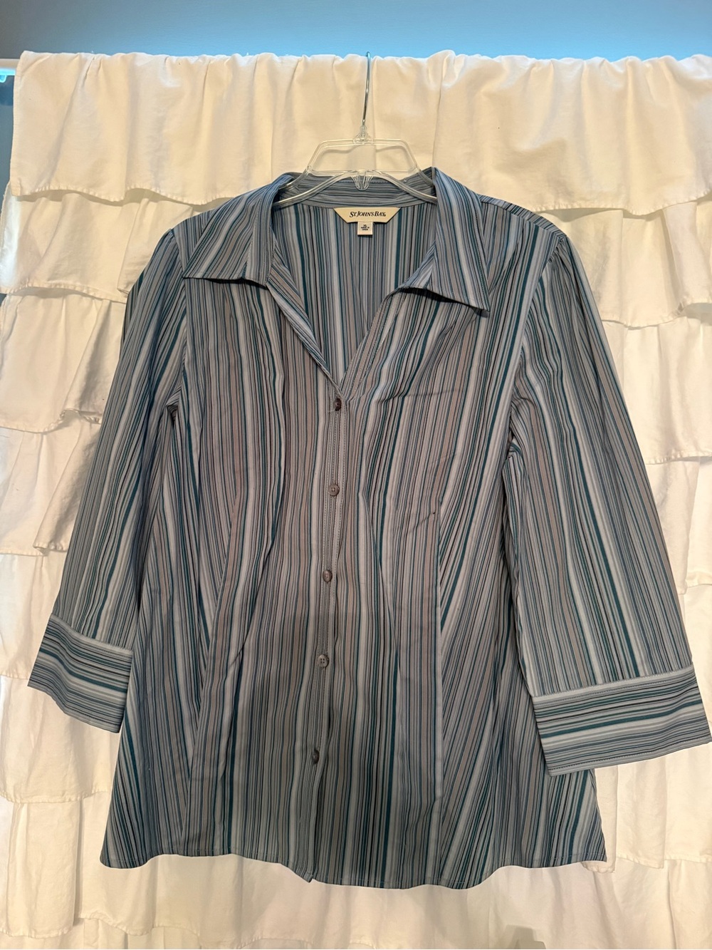 St. John's Bay Blue Striped Button-Up Shirt
